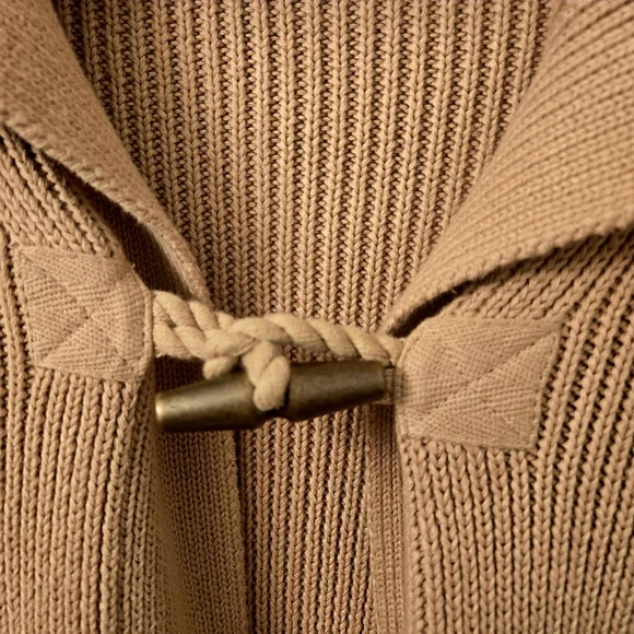 Gorgeous Ralph Lauren Camel Shawl-Collar Fisherman Toggle Cardigan Size Large - Picture 6 of 6